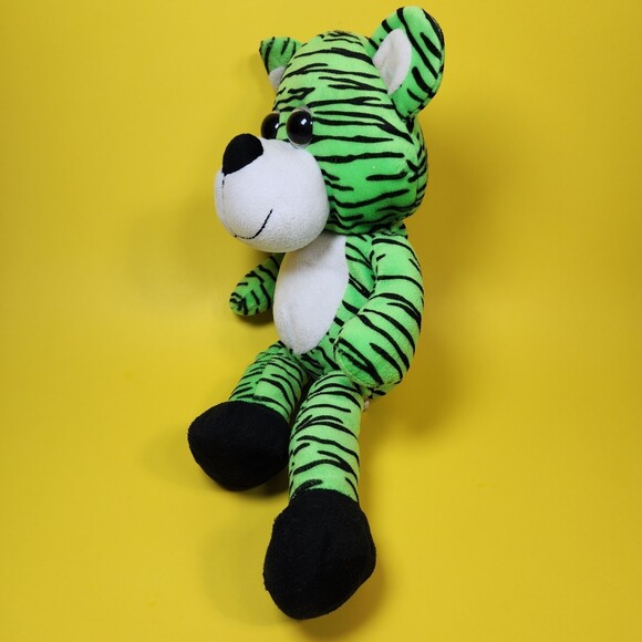 Kellytoy Bear Plush Smiling Toy  Stuffed Animal Green Black Tiger Stripe - Picture 5 of 8